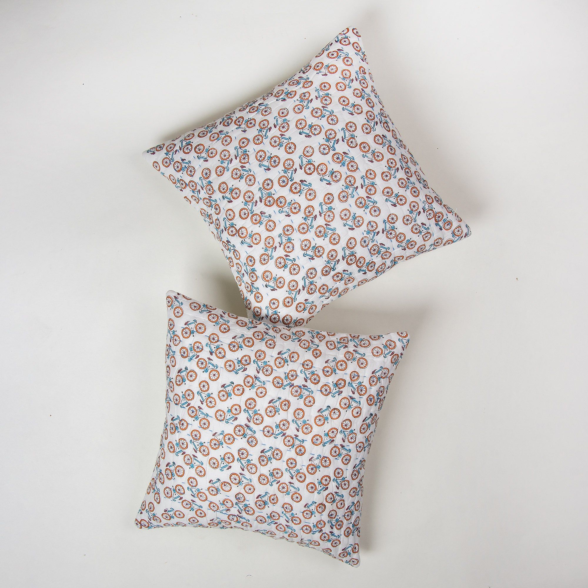 Hand Block Printed Cotton Kantha Cushion Covers